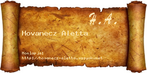 Hovanecz Aletta névjegykártya